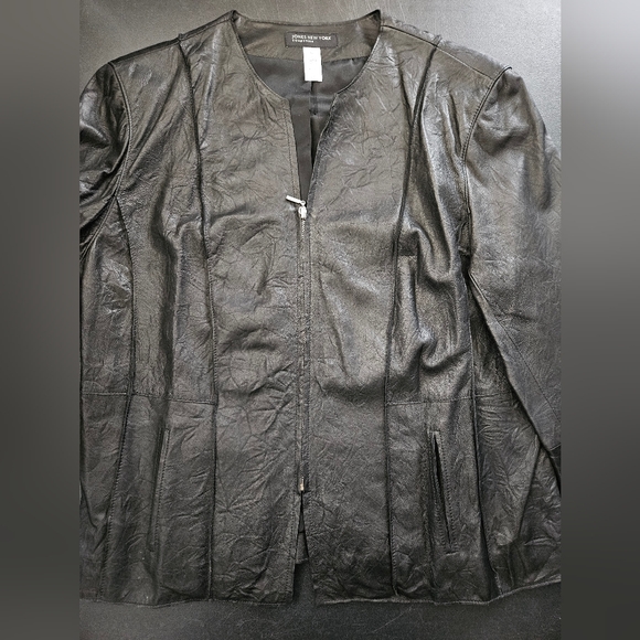 NWT - Jones New York Leather Black Lightweight Moto Jacket - Size XL - Picture 7 of 13
